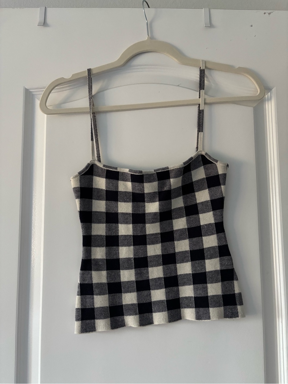 Meshki Blue and White Gingham Knit Cami